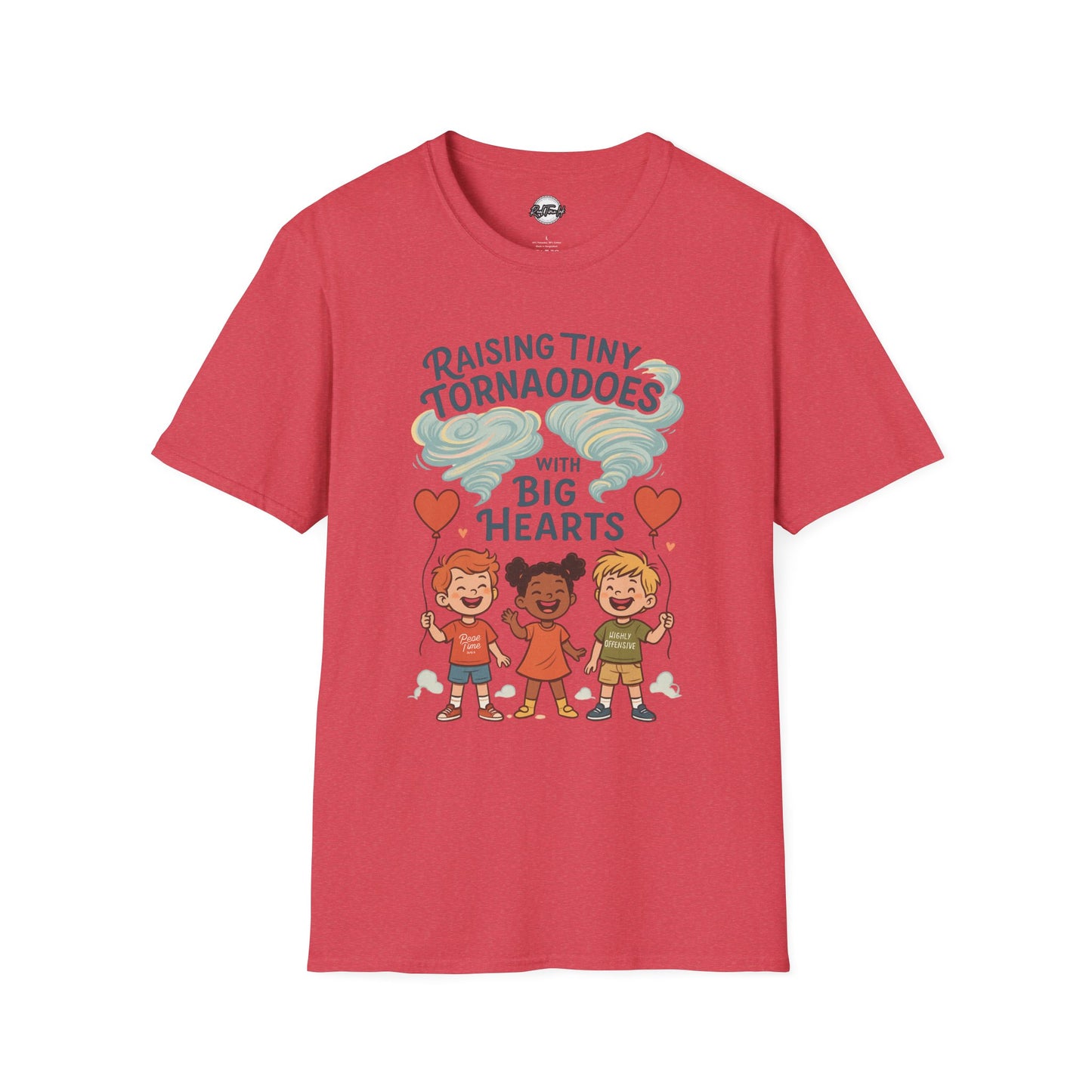 Raising Tiny Tornadoes Unisex Softstyle T-Shirt - Big Hearts Design
