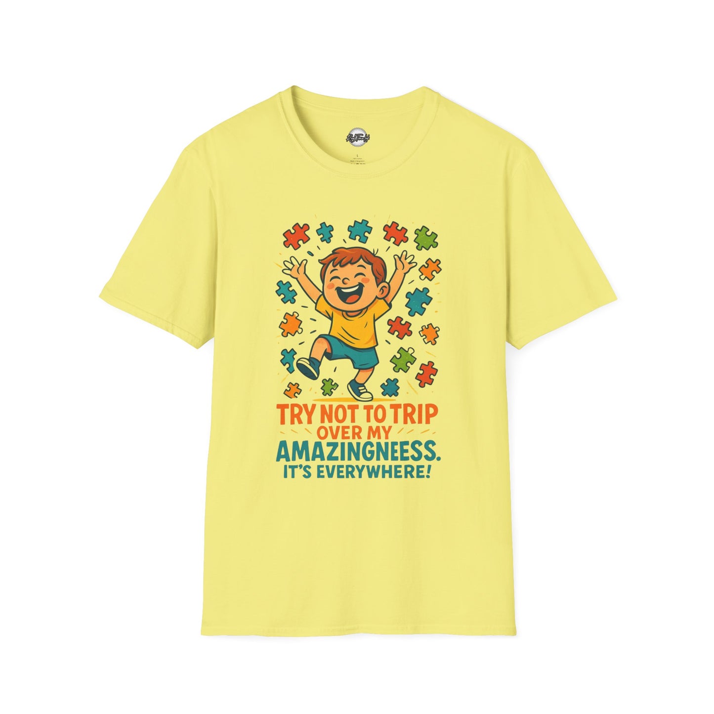Unisex Softstyle T-Shirt - "Try Not To Trip Over My Amazingness" Fun Puzzle Design