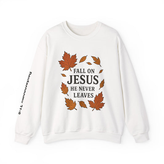 Fall on Jesus Sweatshirt, Unisex Crewneck, Inspirational Apparel, Christian Gift, Autumn Fashion, Cozy Layering