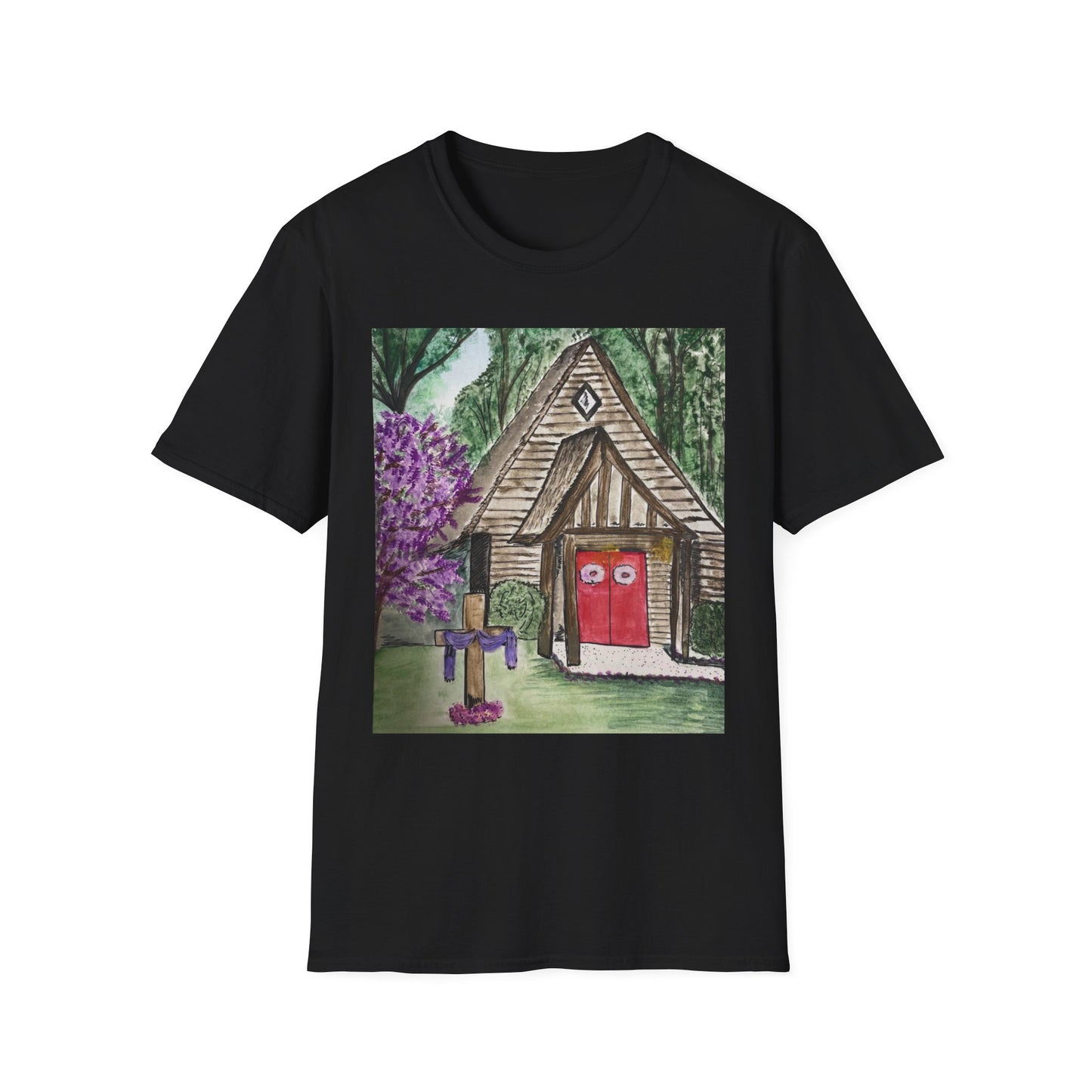 Charming Cottage Art Unisex Softstyle T-Shirt | Cozy and Whimsical Design