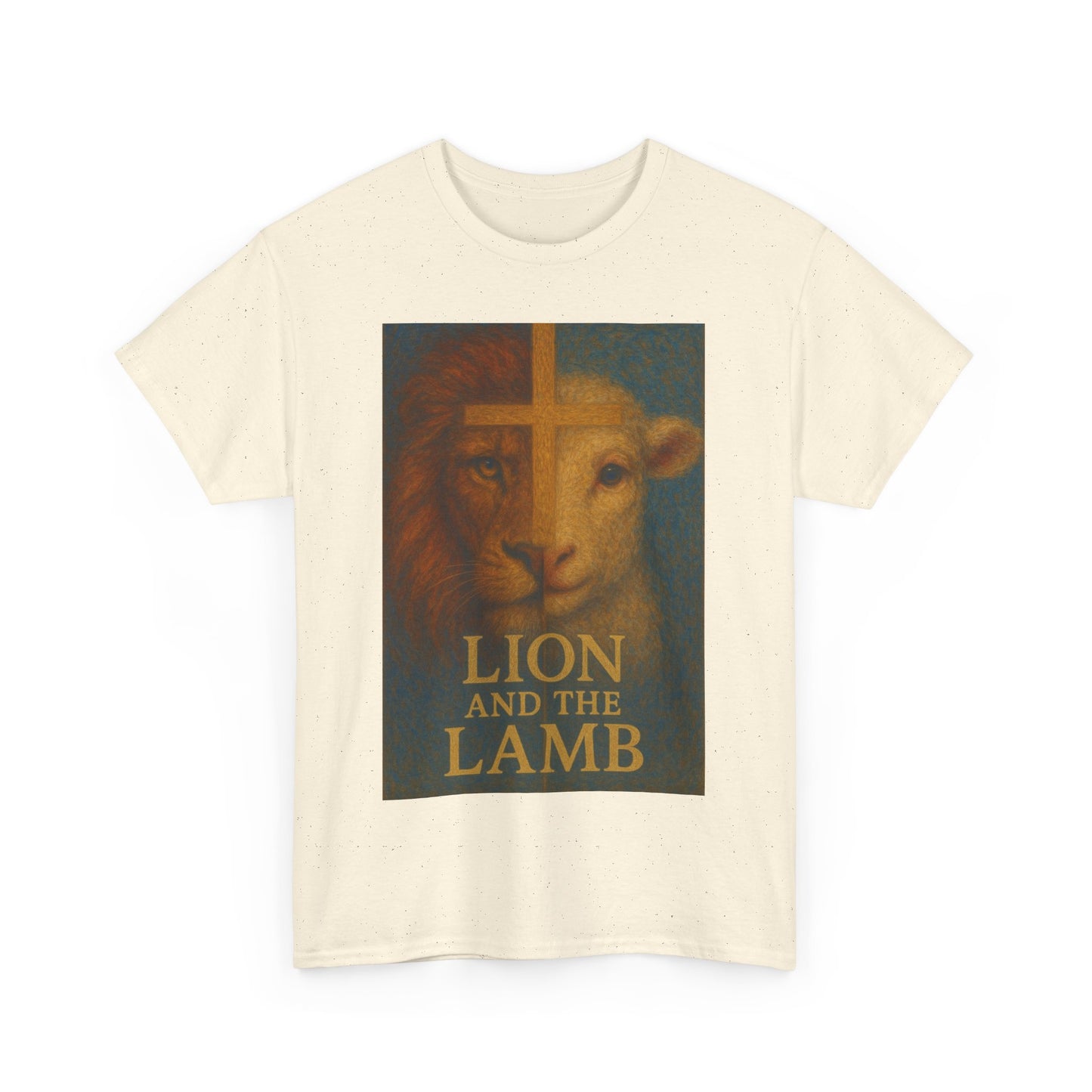 Lion and the Lamb Unisex Heavy Cotton Tee - Spiritual Symbolism Shirt for Faith and Inspiration