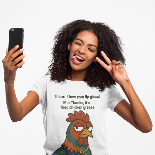 Funny Unisex Heavy Cotton Tee - 'Fried Chicken Grease' Chicken Graphic Shirt