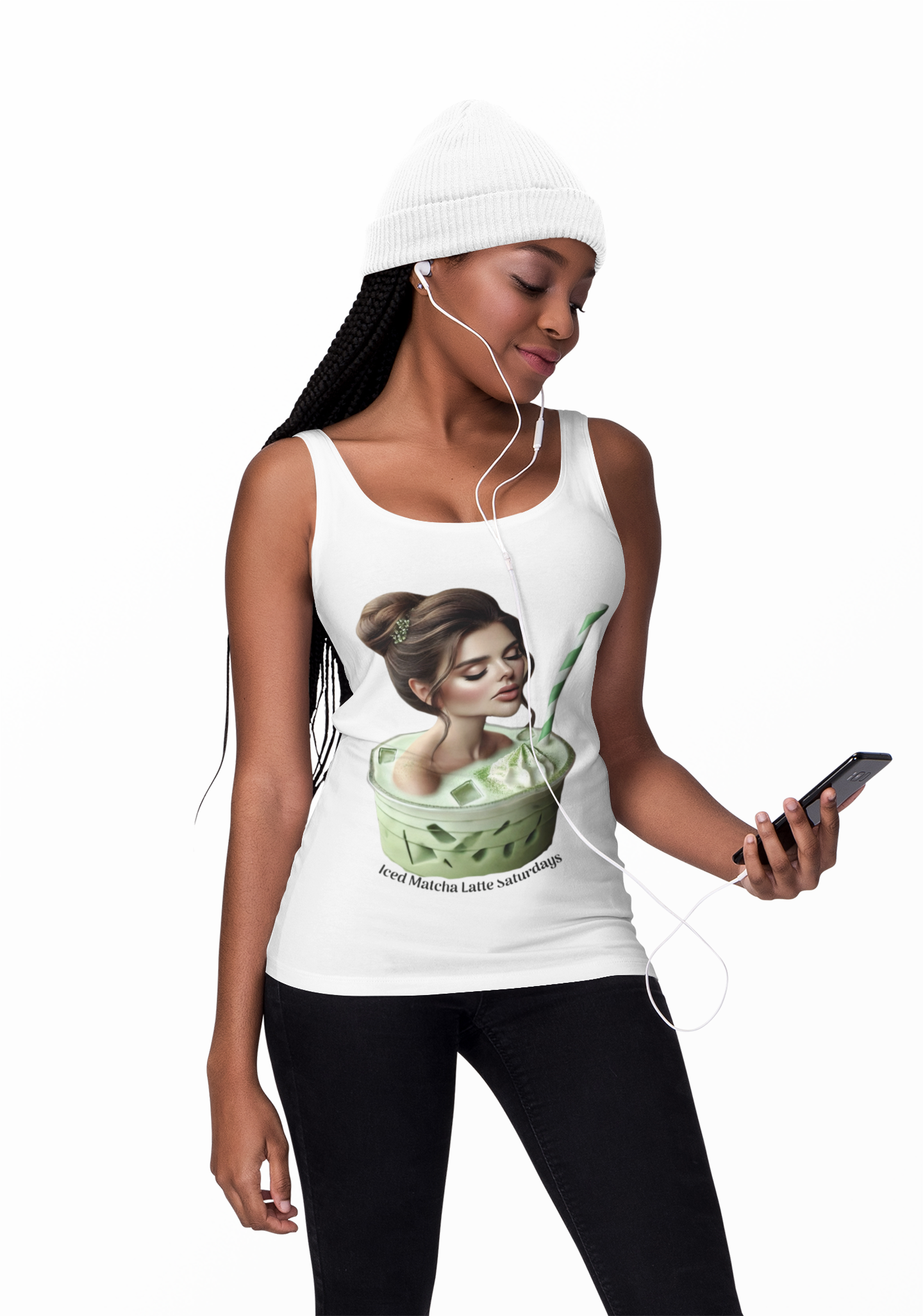 Tank Top - Iced Matcha Latte Saturdays Women's Ideal Racerback Tank