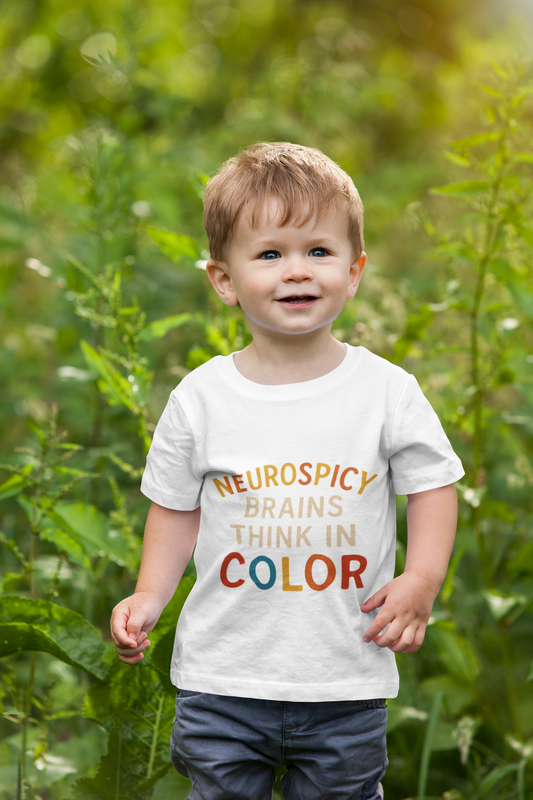 Colorful Neurodiversity Kids Tee - "Neurospicy Brains Think in Color"