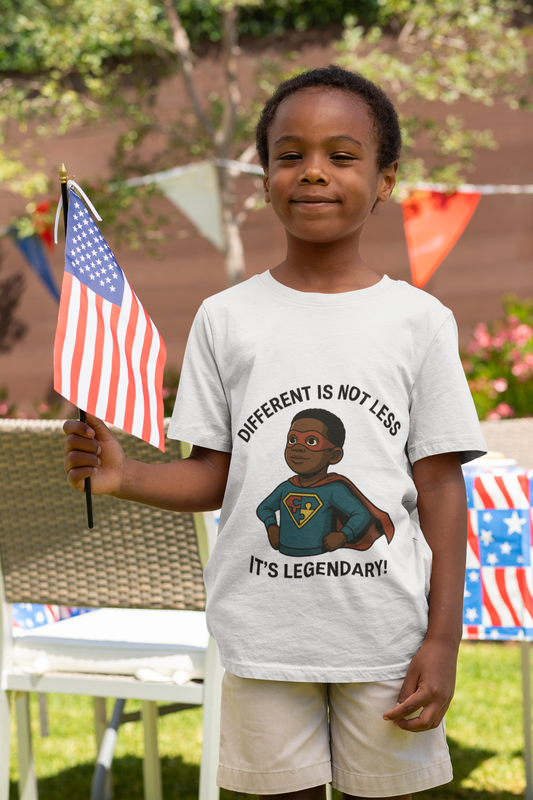 Kids Autism Superhero Tee - 'Different is Not Less, It's Legendary!'