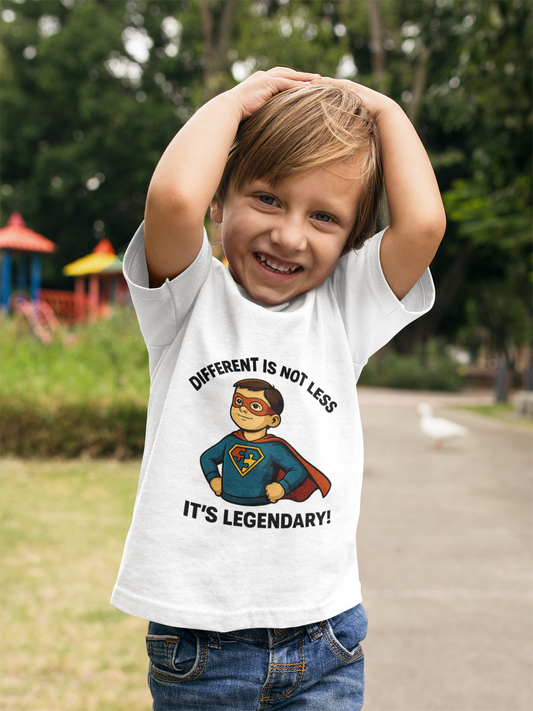 Kids Autism Superhero Tee - 'Different Is Not Less, It's Legendary!'