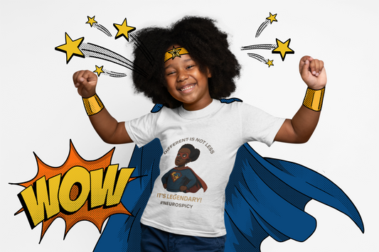 Kids 'Different is Not Less, It's Legendary!' Autism Tee - Empowering Heavy Cotton T-Shirt for Neurodivergent Kids