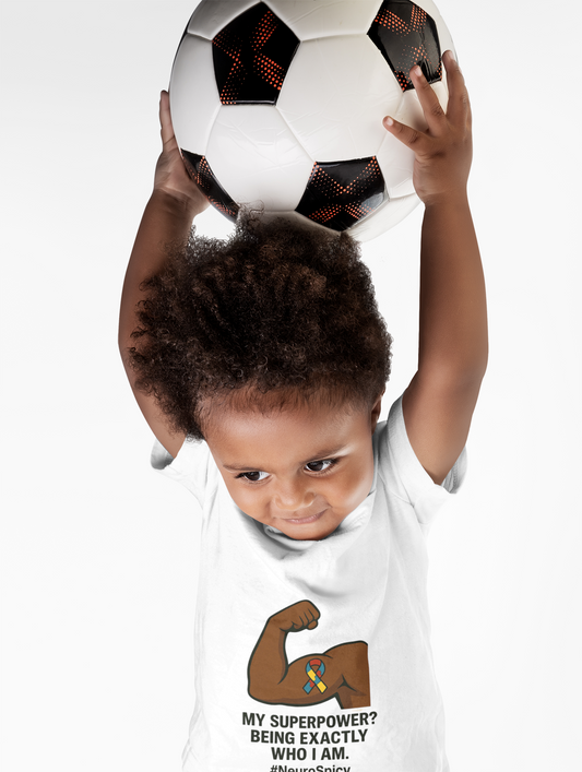 Kids Autism Heavy Cotton™ Tee - 'My Superpower? Being Exactly Who I Am' - NeuroSpicy Tee