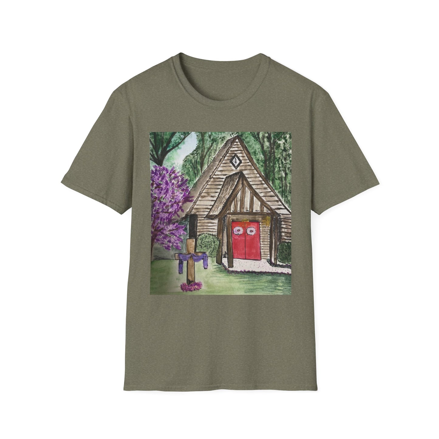Charming Cottage Art Unisex Softstyle T-Shirt | Cozy and Whimsical Design