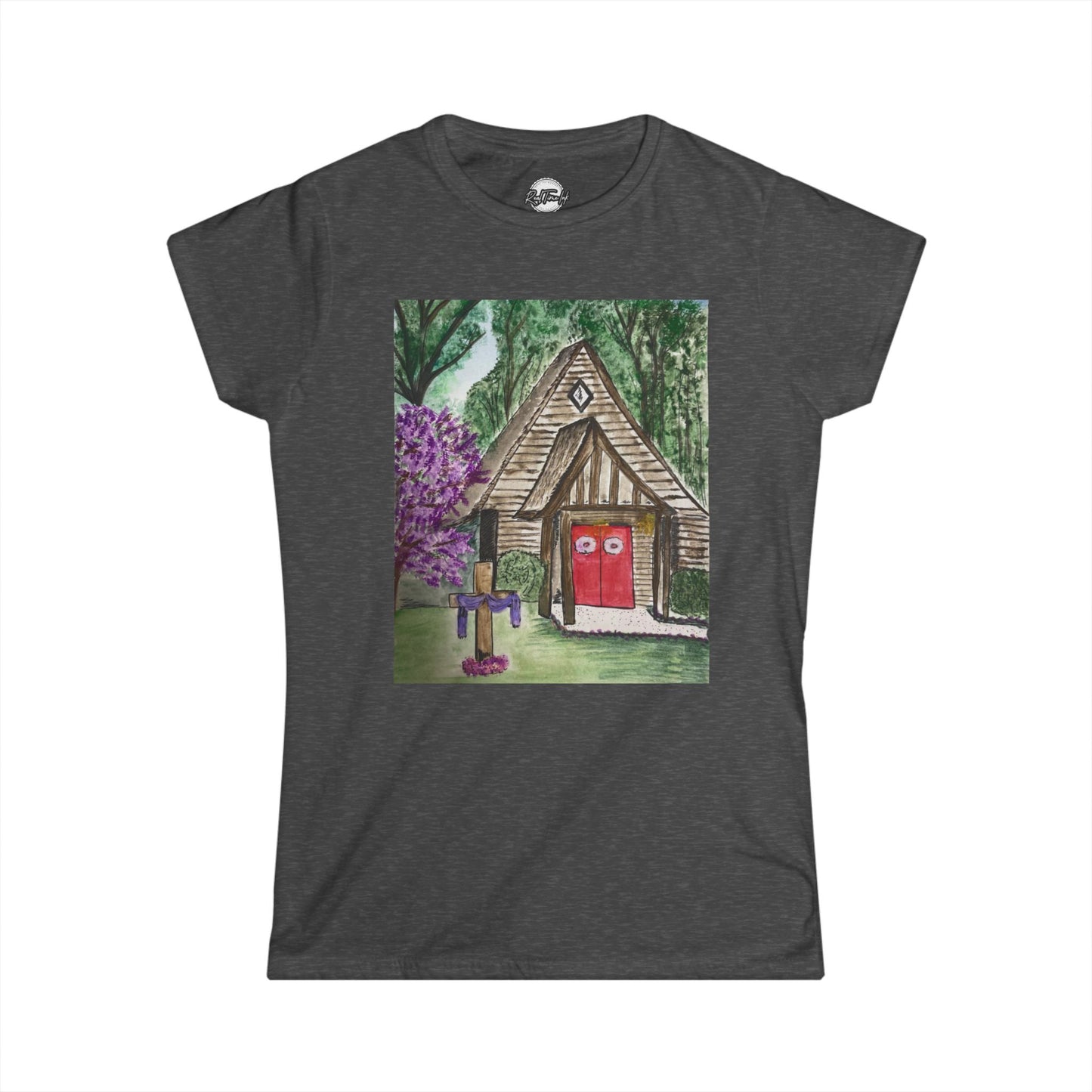 Whimsical Cottage Art Women's Softstyle Tee - Cozy & Playful Design