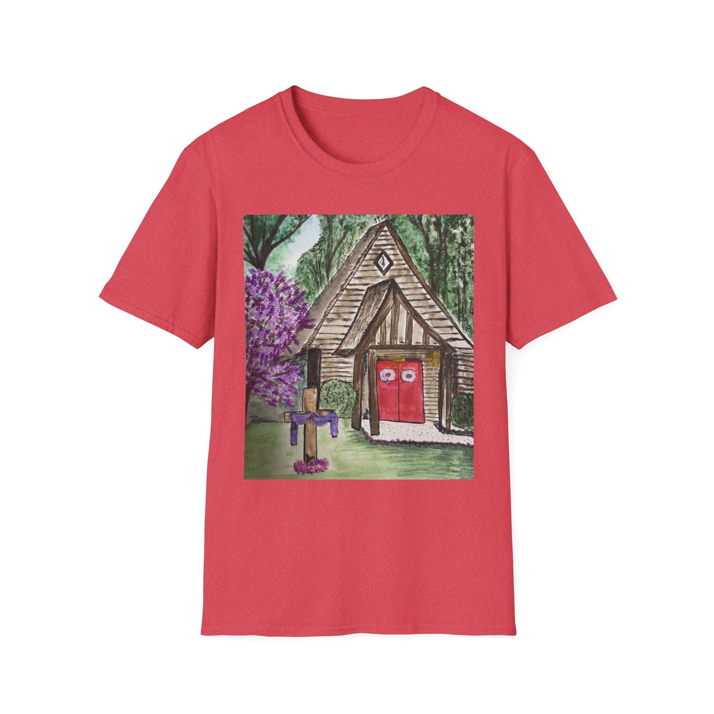 Charming Cottage Art Unisex Softstyle T-Shirt | Cozy and Whimsical Design