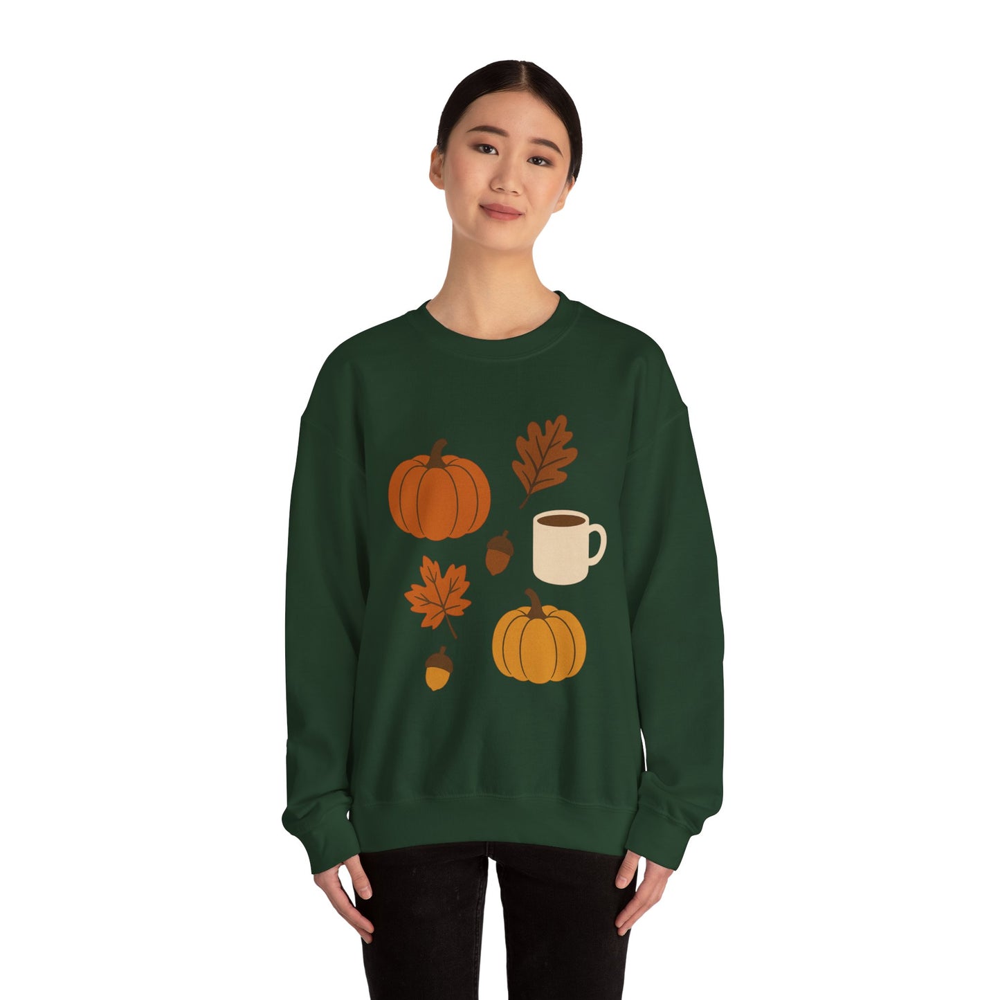 Cozy Autumn Crewneck Sweatshirt - Fall Colors, Pumpkin Design, Perfect for Thanksgiving, Gifts for Her, Casual Wear