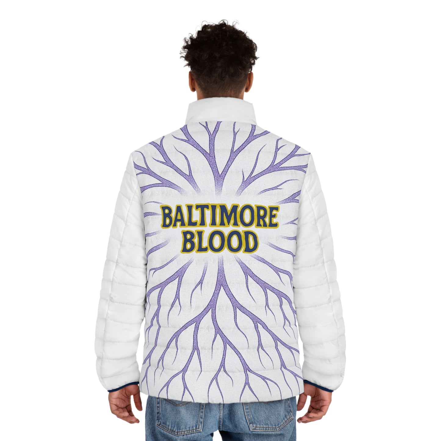 Stylish Baltimore Blood Men's Puffer Jacket | Cozy Winter Wear, Great for Gifting, Outdoor Activities, Sports Events, Casual Fashion