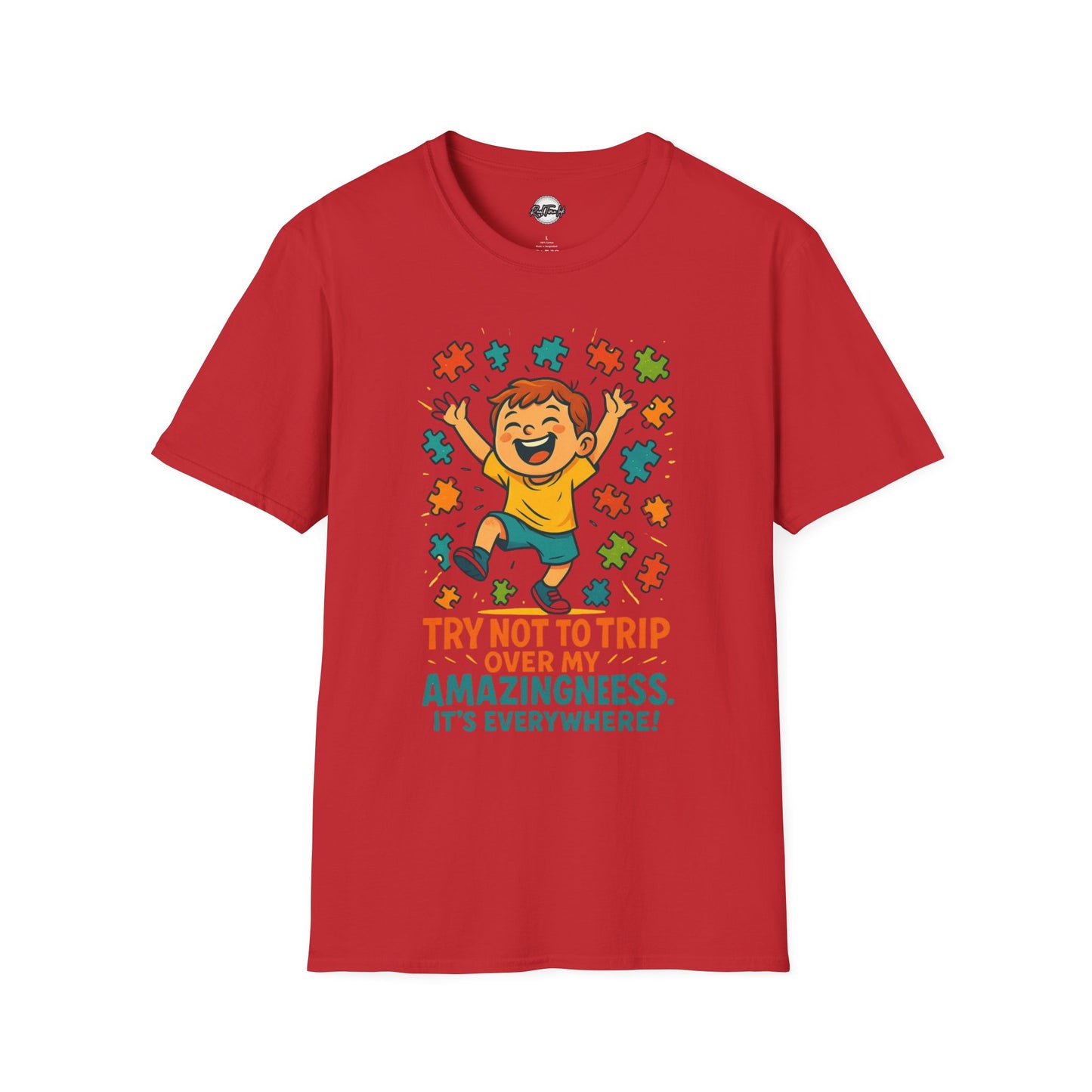 Unisex Softstyle T-Shirt - "Try Not To Trip Over My Amazingness" Fun Puzzle Design