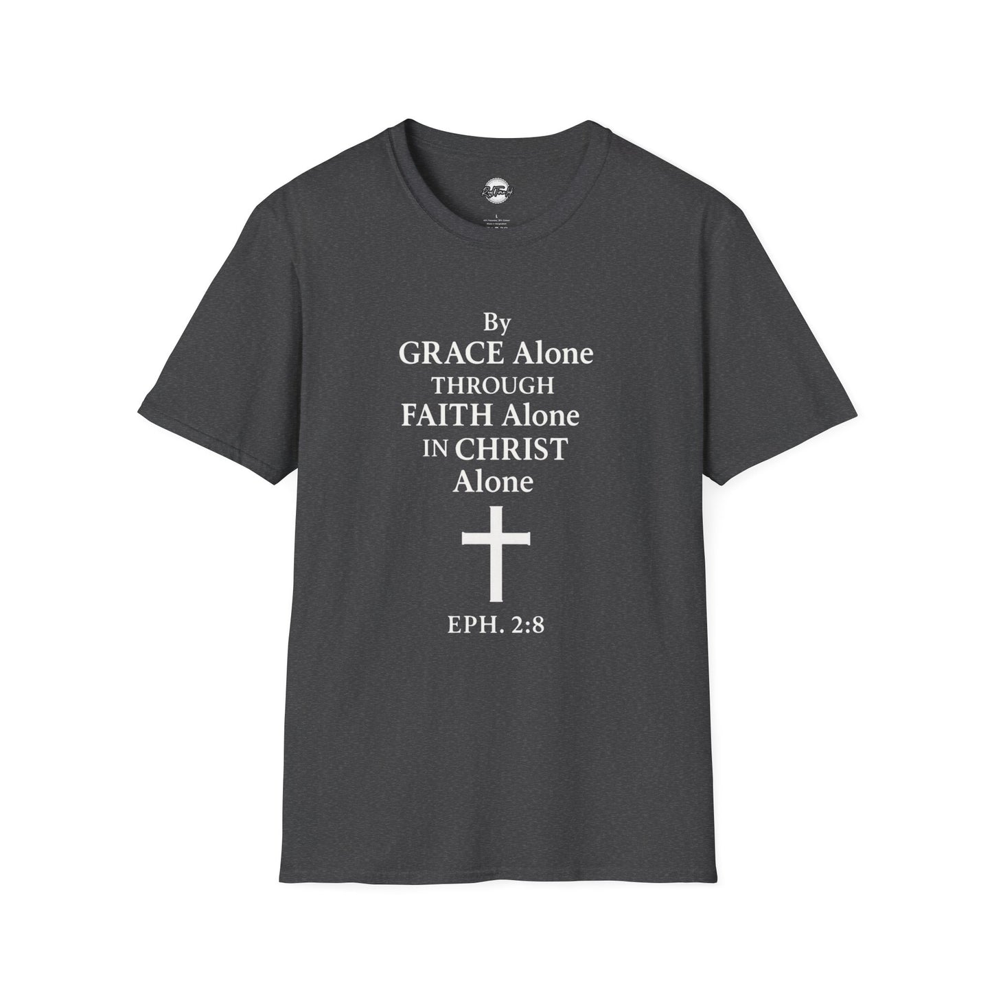 Faith-Inspired Unisex Softstyle T-Shirt - By Grace Alone Through Faith Alone in Christ Alone