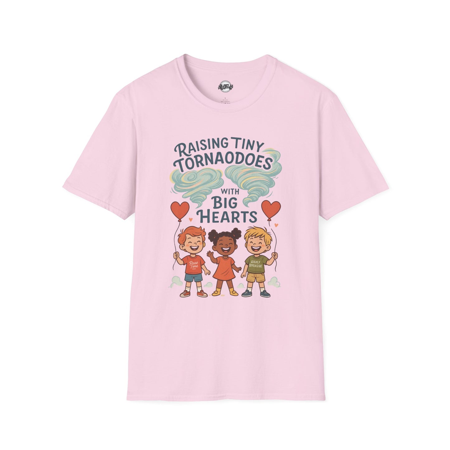 Raising Tiny Tornadoes Unisex Softstyle T-Shirt - Big Hearts Design