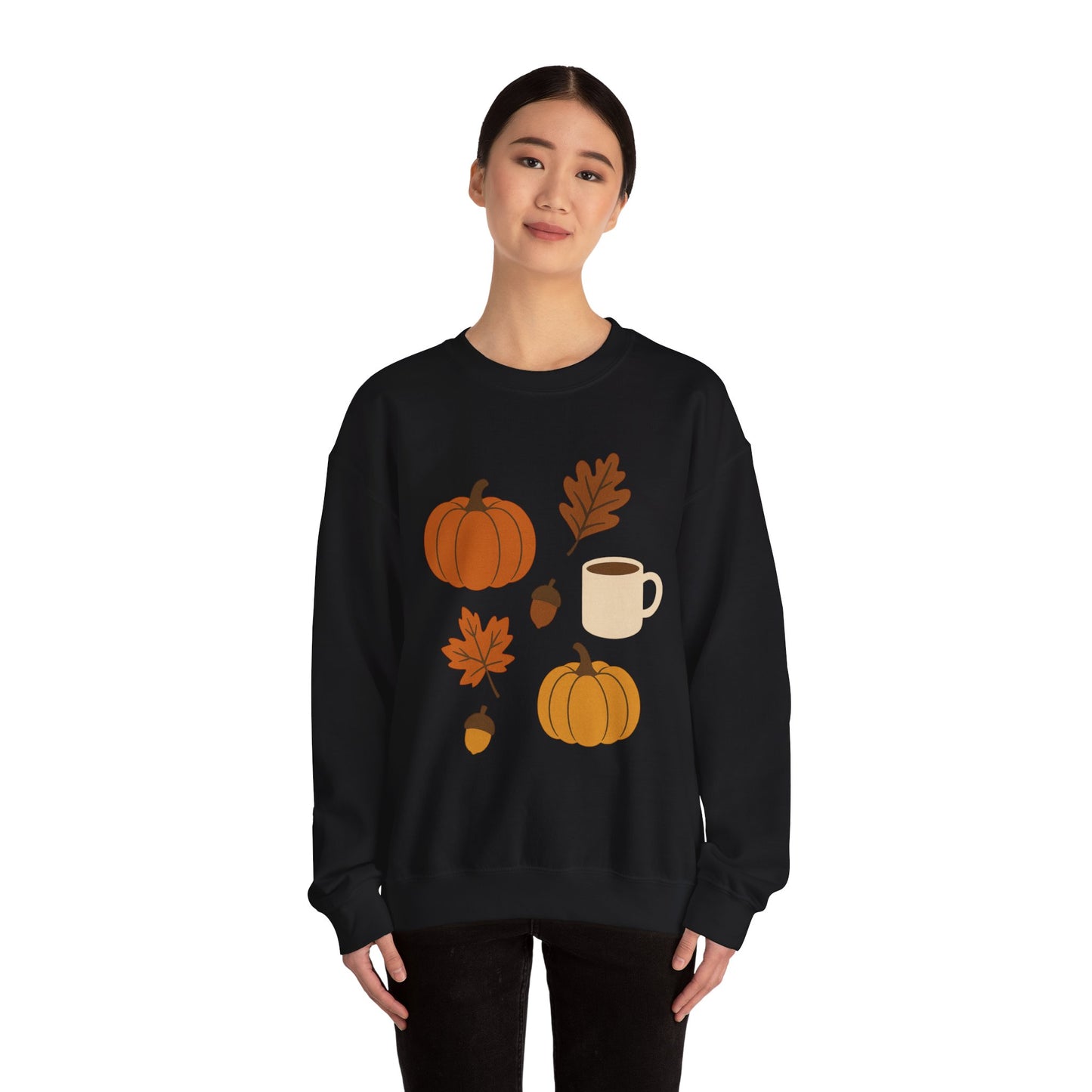 Cozy Autumn Crewneck Sweatshirt - Fall Colors, Pumpkin Design, Perfect for Thanksgiving, Gifts for Her, Casual Wear