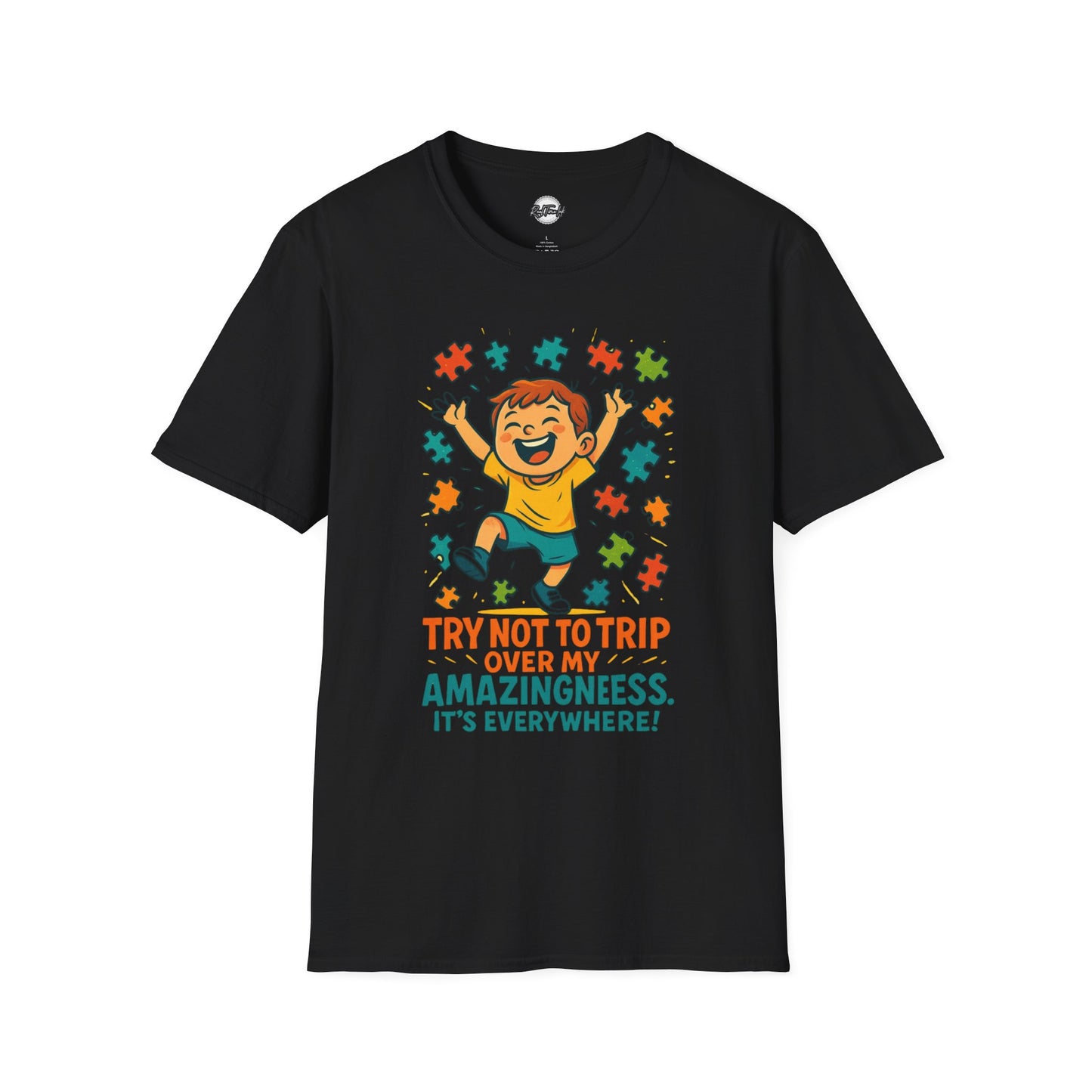 Unisex Softstyle T-Shirt - "Try Not To Trip Over My Amazingness" Fun Puzzle Design