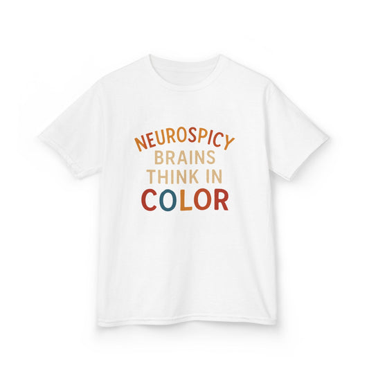 Colorful Neurodiversity Kids Tee - "Neurospicy Brains Think in Color"