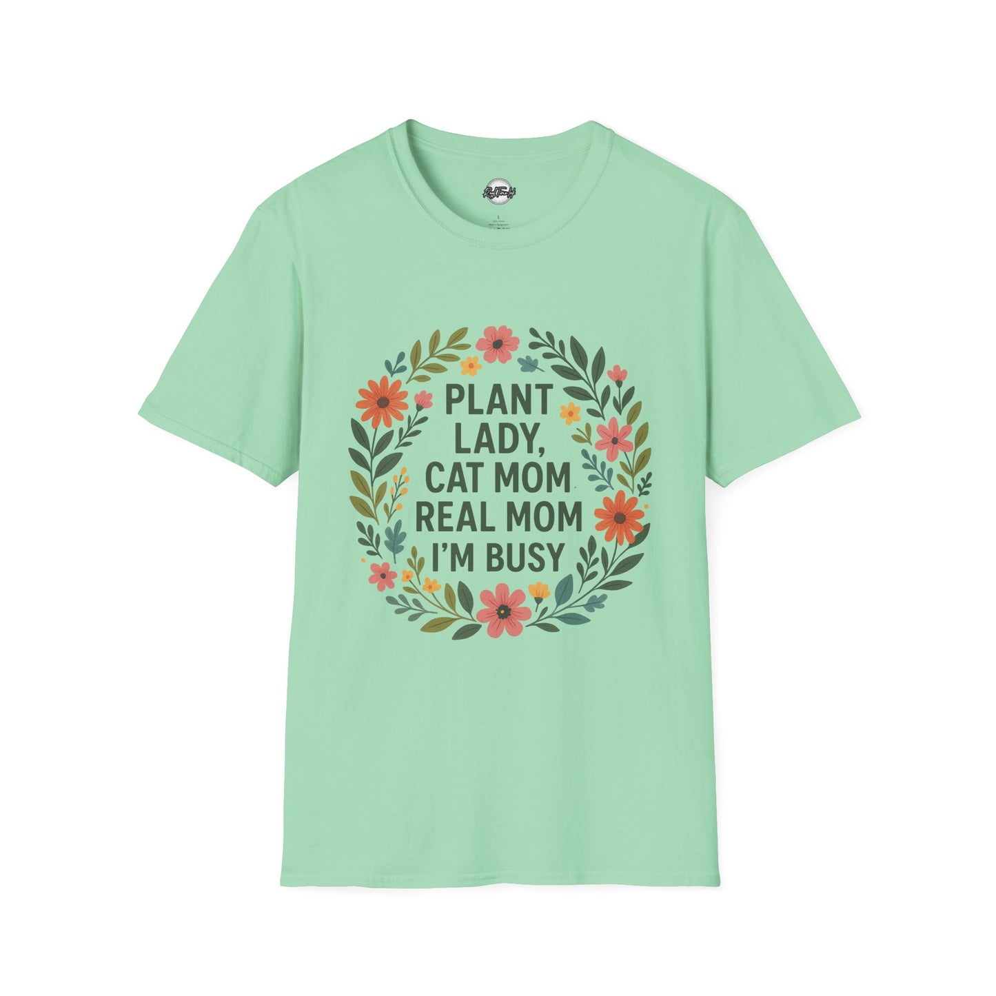 Plant Lady Cat Mom T-Shirt - Unisex Softstyle Tee for Nature Lovers