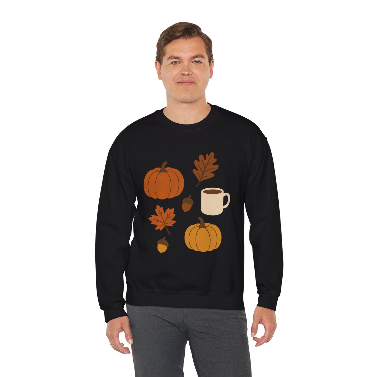 Cozy Autumn Crewneck Sweatshirt - Fall Colors, Pumpkin Design, Perfect for Thanksgiving, Gifts for Her, Casual Wear