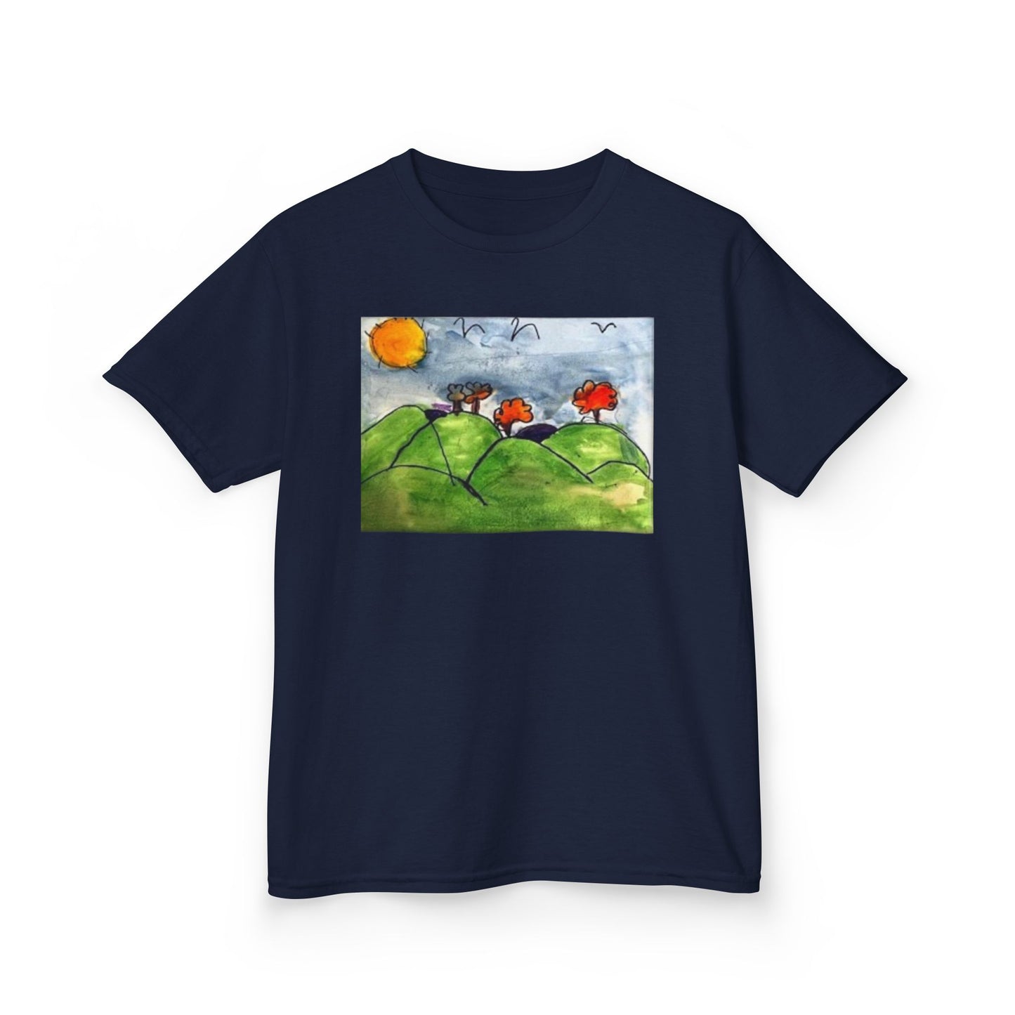 Children's Nature Art Tee - Colorful Landscape Design for Kids
