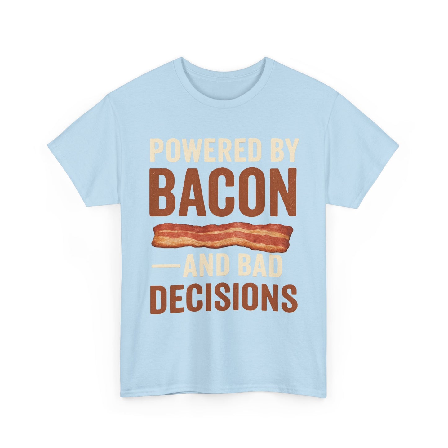 Powered by Bacon Unisex Heavy Cotton Tee - Perfect for Food Lovers