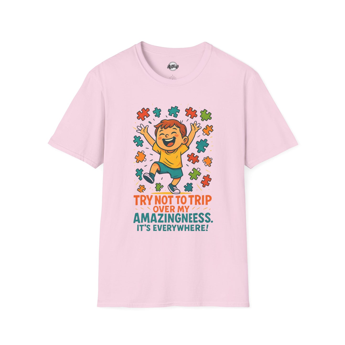 Unisex Softstyle T-Shirt - "Try Not To Trip Over My Amazingness" Fun Puzzle Design