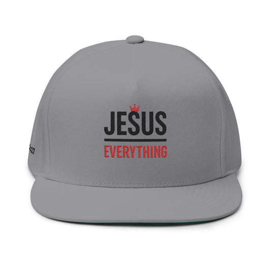 Jesus over Everything Flat Bill Cap - Stylish Embroidered Hat, Faith-Based Gift, Christian Apparel, Streetwear, Casual Accessory