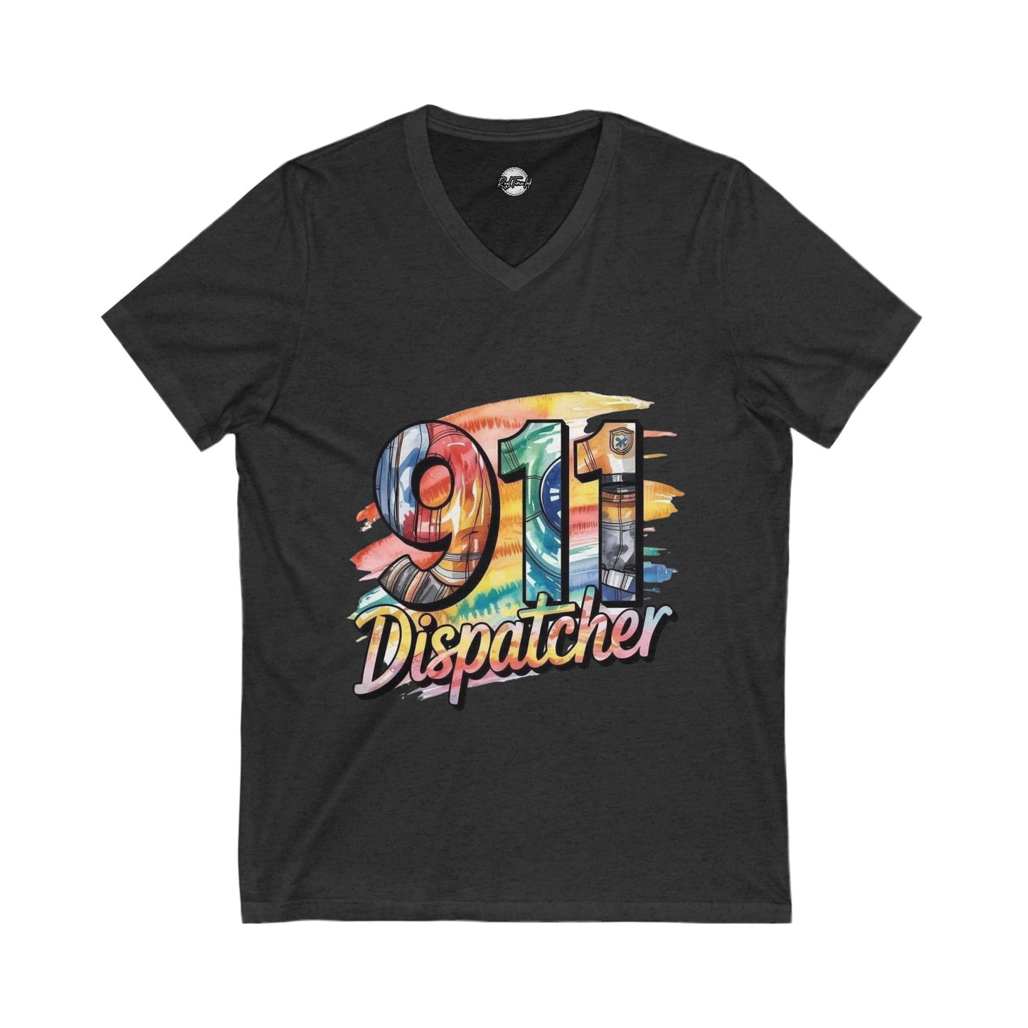 Rainbow 911 Dispatcher Tee, Funny Emergency Worker Shirt, First Responder Gift, V-Neck T-Shirt, Unisex Jersey Top, Colorful Dispatch Apparel