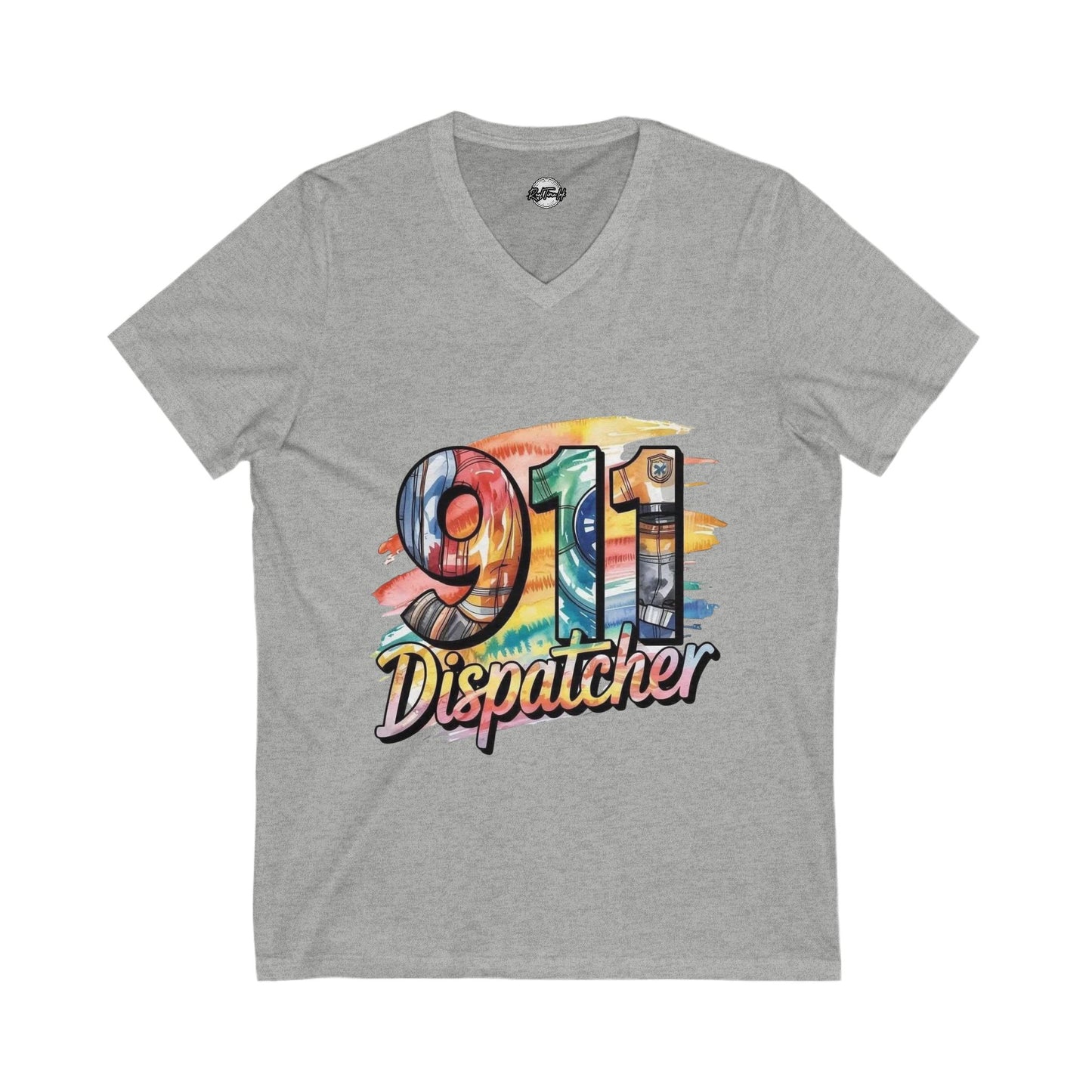 Rainbow 911 Dispatcher Tee, Funny Emergency Worker Shirt, First Responder Gift, V-Neck T-Shirt, Unisex Jersey Top, Colorful Dispatch Apparel