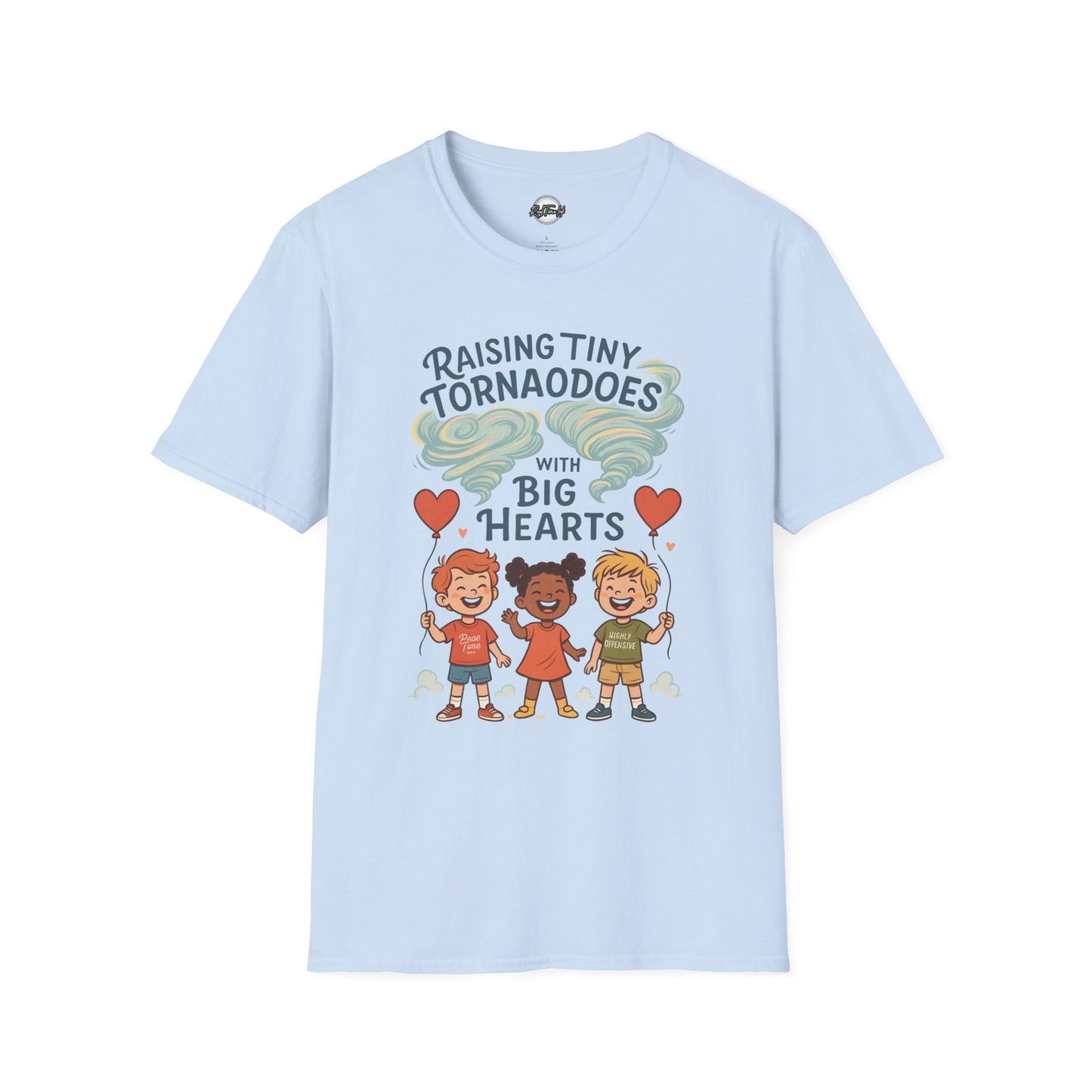 Raising Tiny Tornadoes Unisex Softstyle T-Shirt - Big Hearts Design