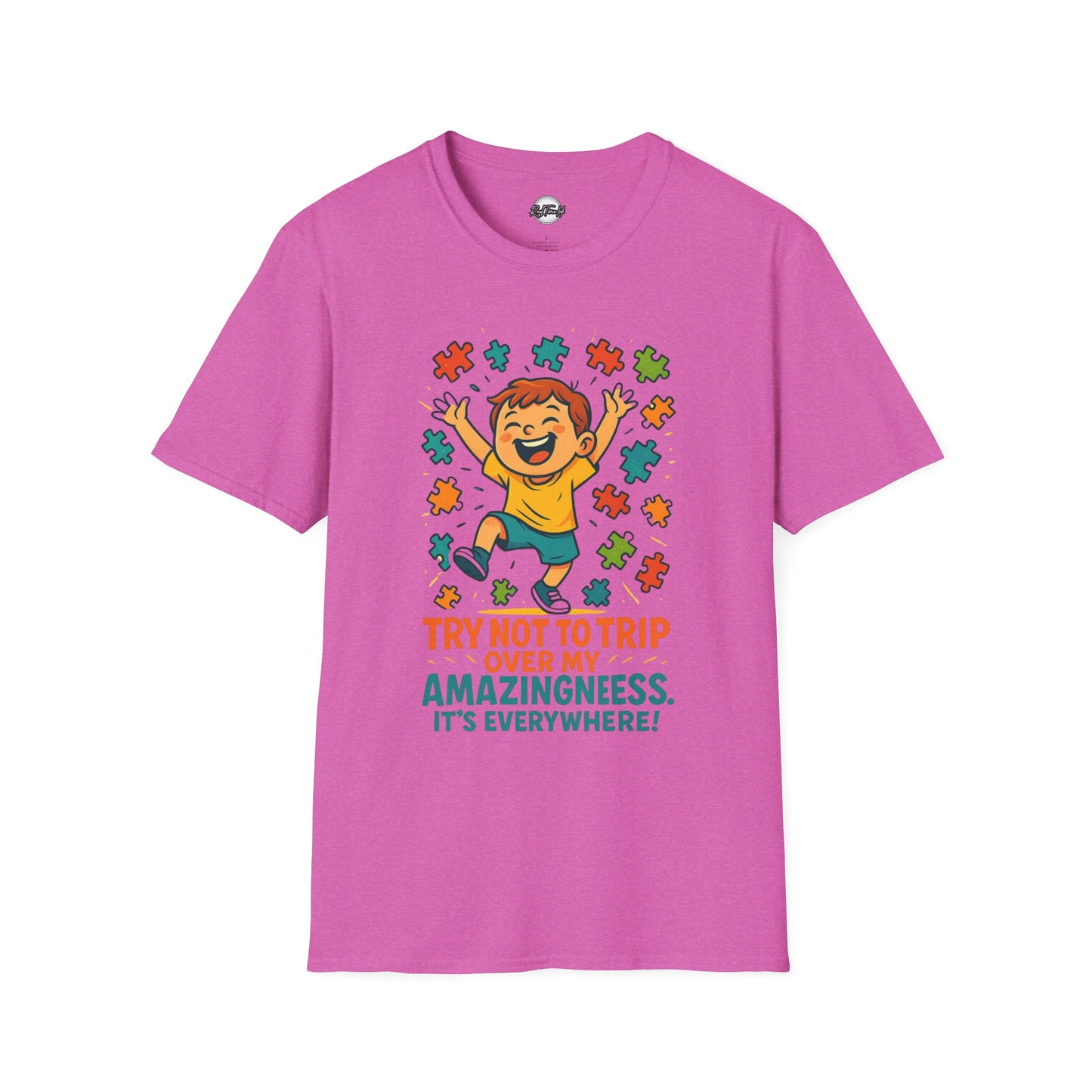 Unisex Softstyle T-Shirt - "Try Not To Trip Over My Amazingness" Fun Puzzle Design