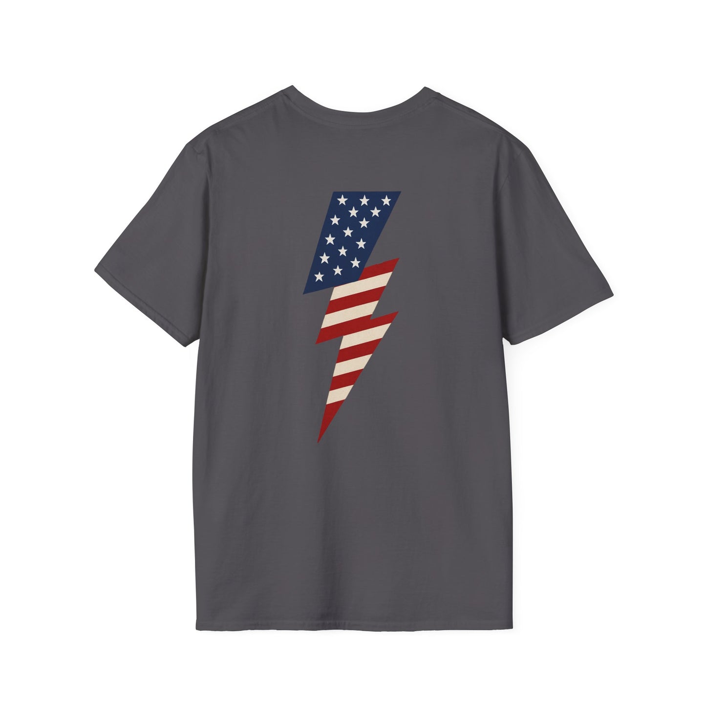 Patriotic Lightning Bolt T-Shirt, American Flag Tee, Unisex Casual Wear, Gifts for Independence Day, Fourth of July Apparel, Summer Style