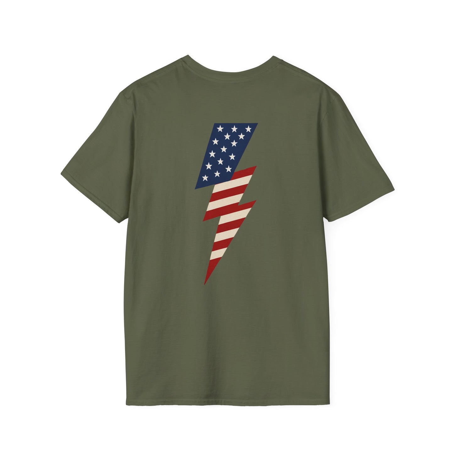 Patriotic Lightning Bolt T-Shirt, American Flag Tee, Unisex Casual Wear, Gifts for Independence Day, Fourth of July Apparel, Summer Style