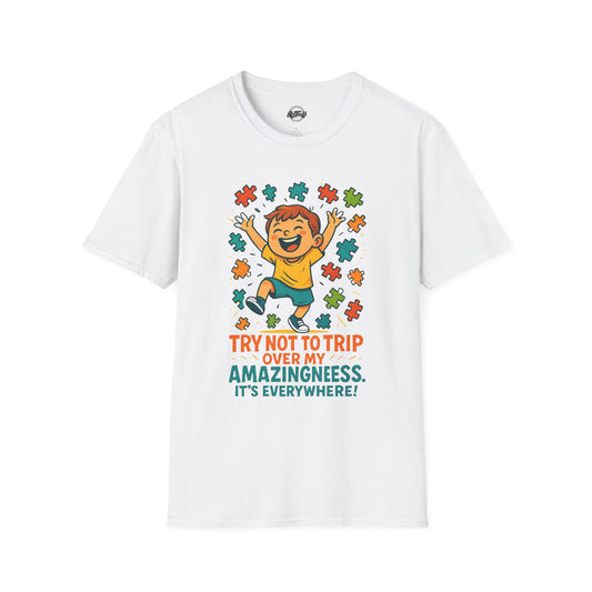 Unisex Softstyle T-Shirt - "Try Not To Trip Over My Amazingness" Fun Puzzle Design