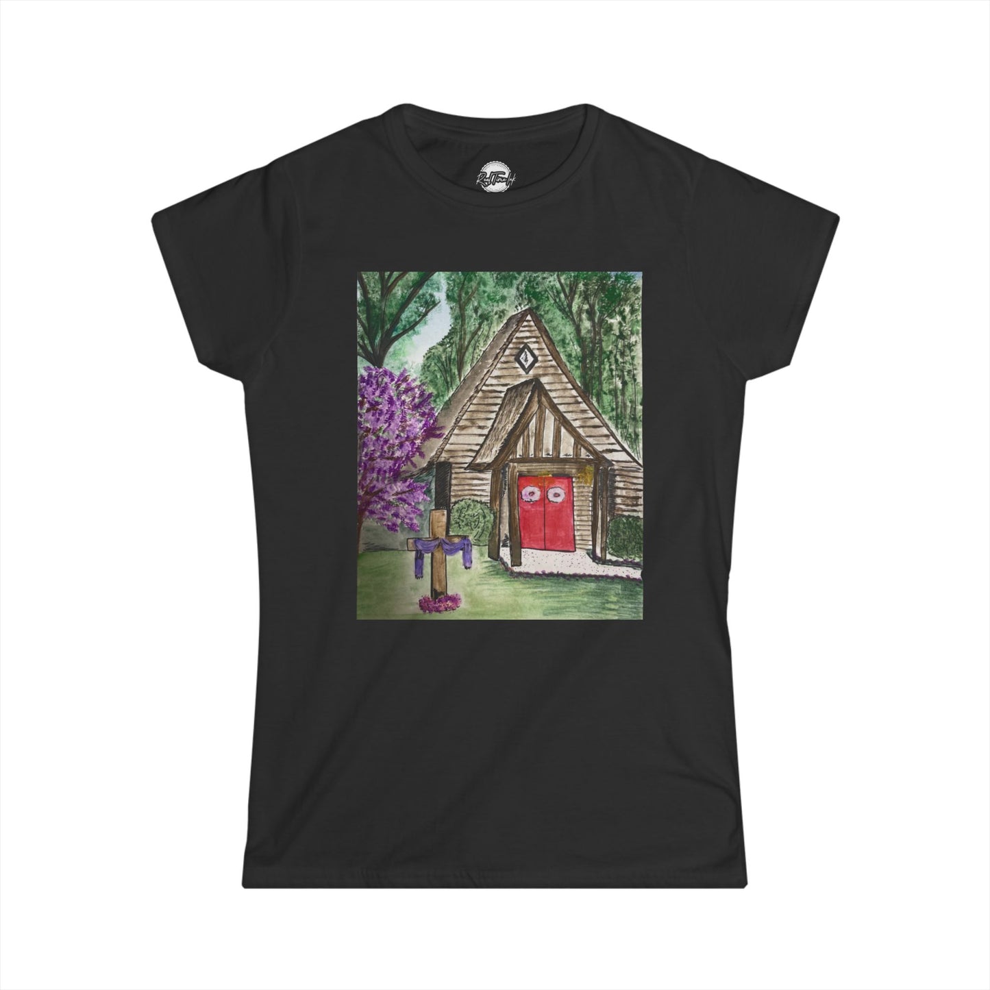 Whimsical Cottage Art Women's Softstyle Tee - Cozy & Playful Design