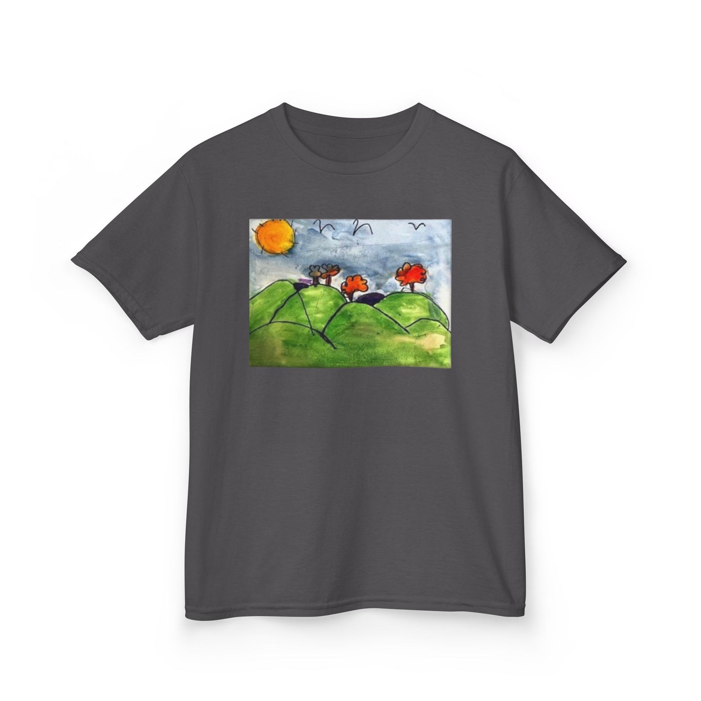 Children's Nature Art Tee - Colorful Landscape Design for Kids