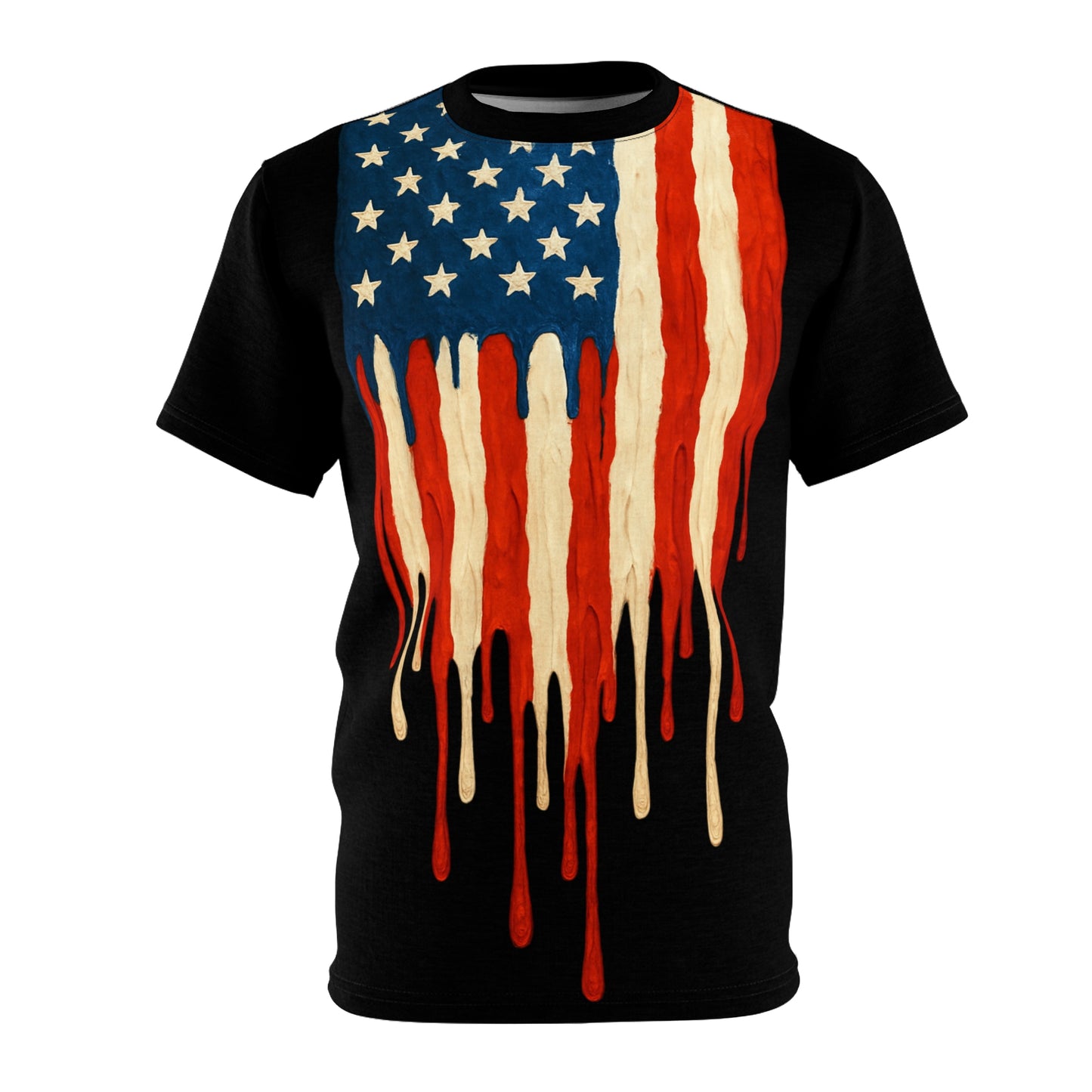 Patriotic Drip Tee | Unisex Cut & Sew T-Shirt, American Flag Design, Unique Graphic Tee, Summer Style, Independence Day Shirt