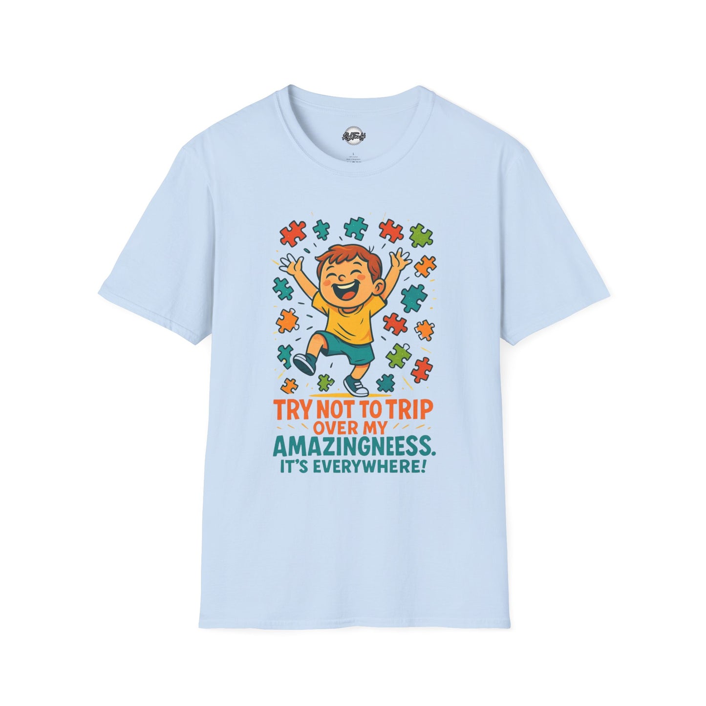 Unisex Softstyle T-Shirt - "Try Not To Trip Over My Amazingness" Fun Puzzle Design