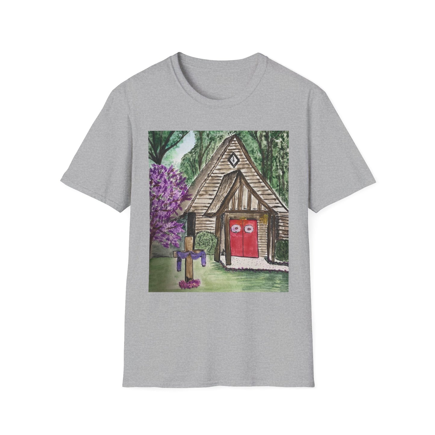 Charming Cottage Art Unisex Softstyle T-Shirt | Cozy and Whimsical Design