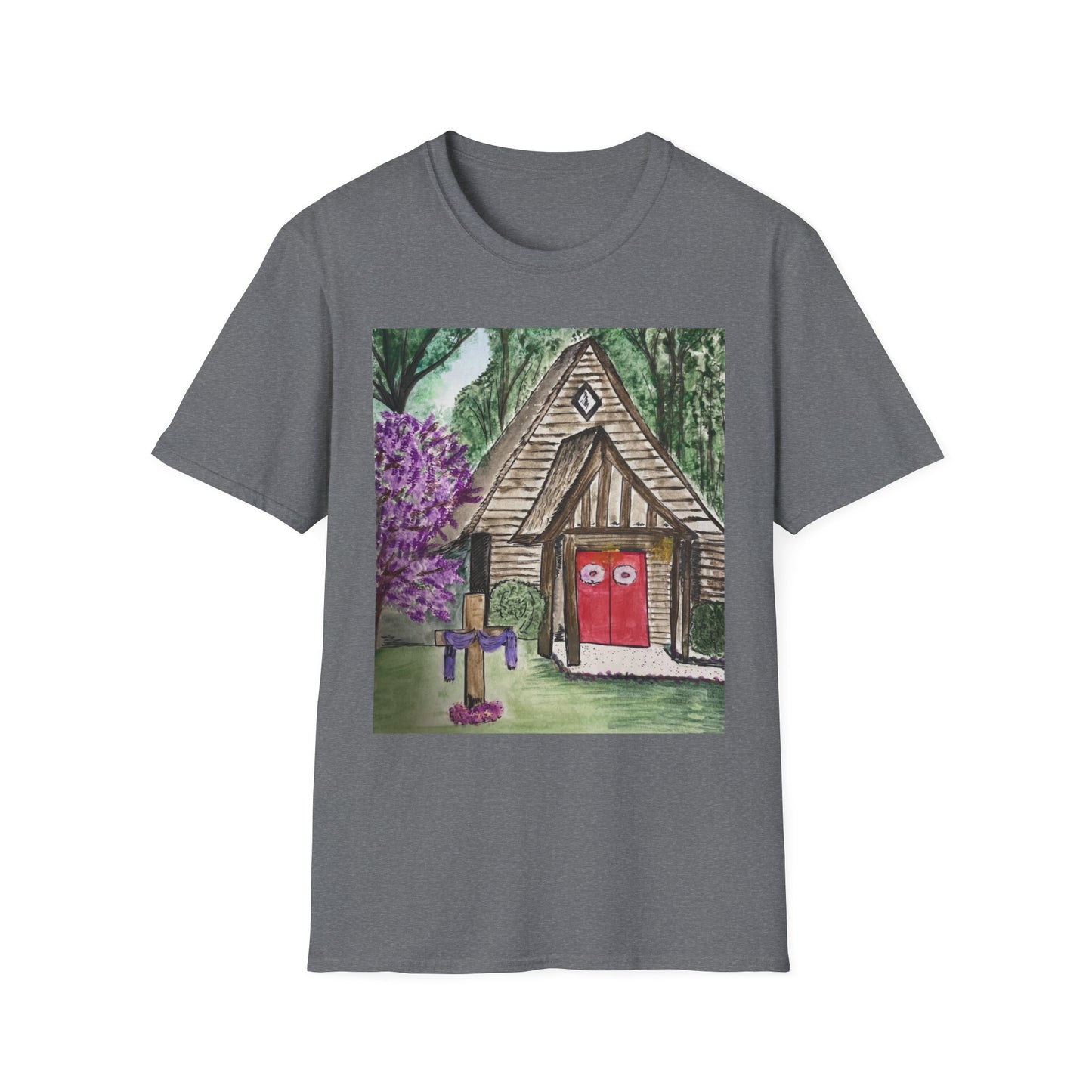 Charming Cottage Art Unisex Softstyle T-Shirt | Cozy and Whimsical Design
