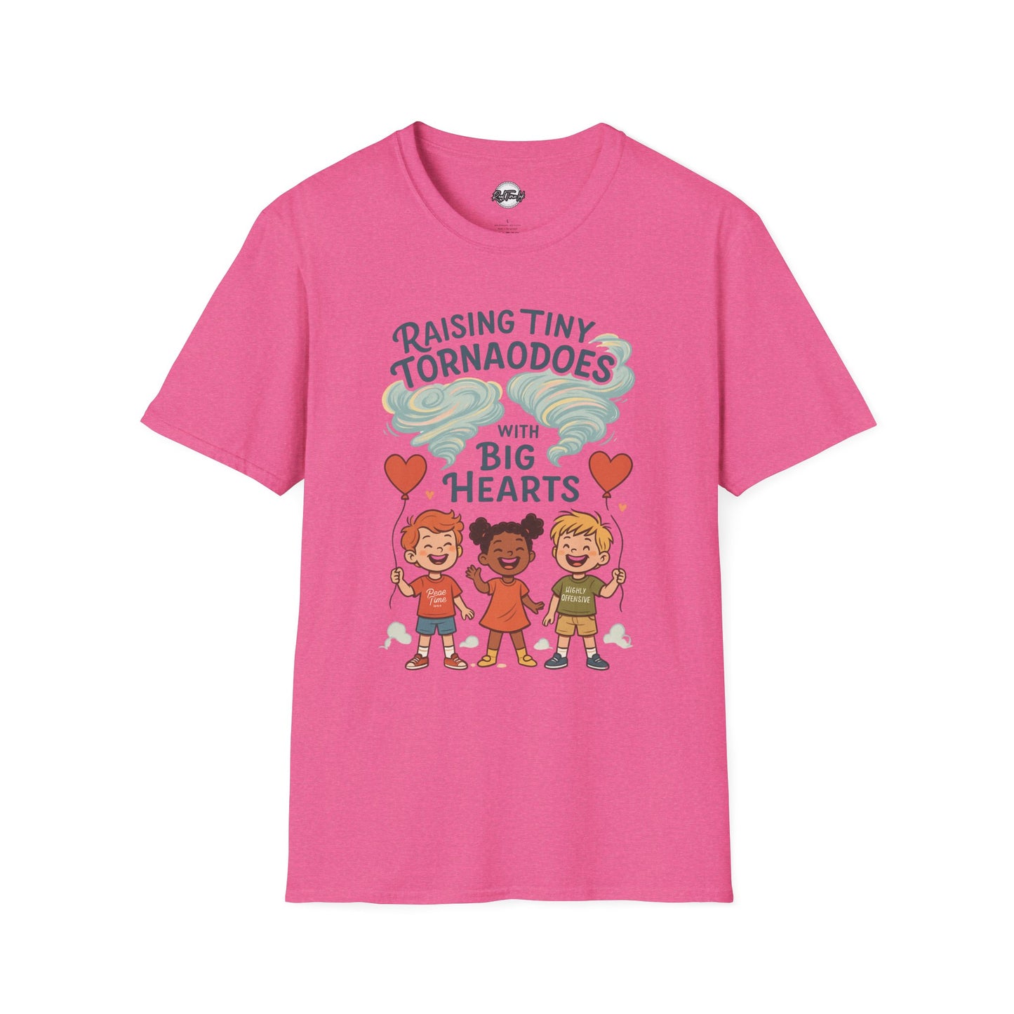 Raising Tiny Tornadoes Unisex Softstyle T-Shirt - Big Hearts Design
