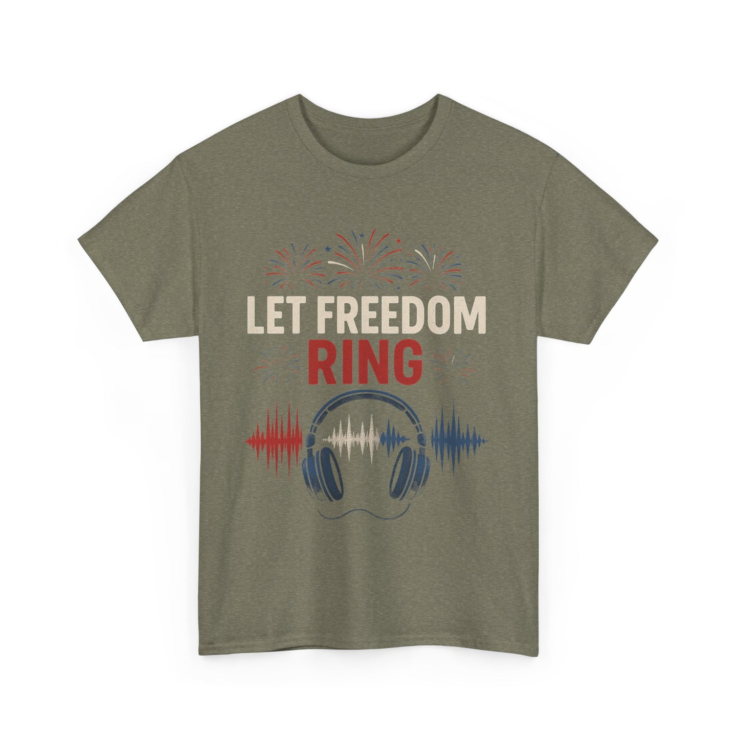 Unisex Heavy Cotton Tee: Let Freedom Ring Shirt, Music Lover Gift, Patriotic Tee, Festival Outfit, Independence Day Celebration