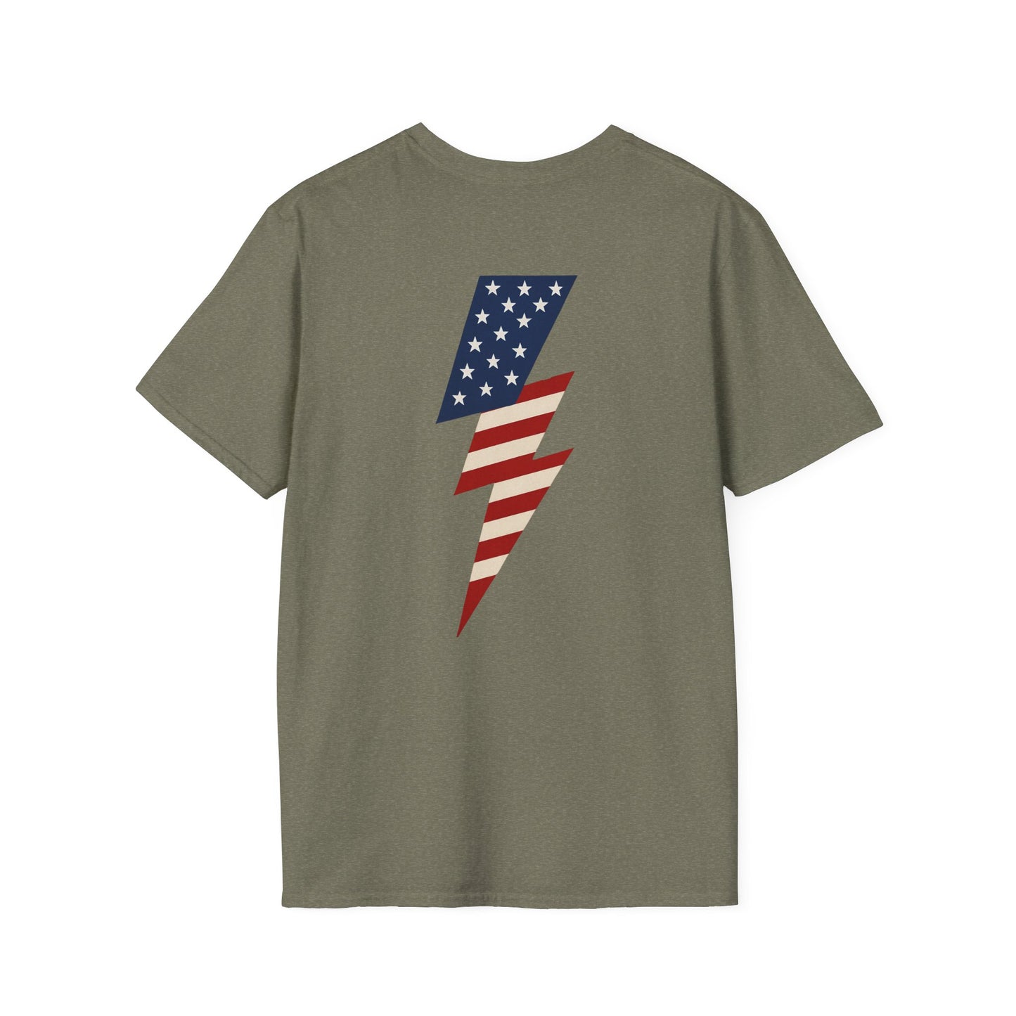 Patriotic Lightning Bolt T-Shirt, American Flag Tee, Unisex Casual Wear, Gifts for Independence Day, Fourth of July Apparel, Summer Style