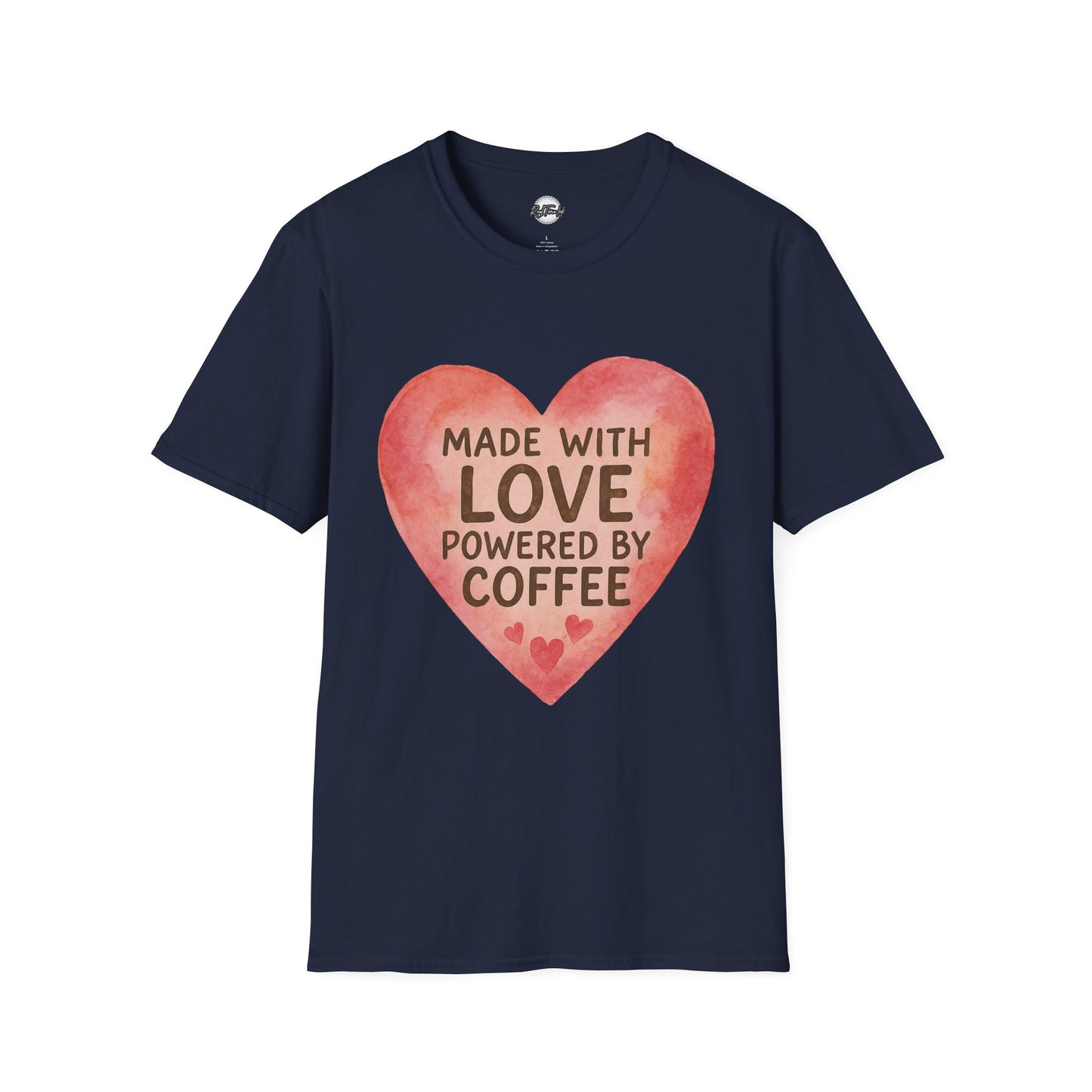 Made with Love Powered by Coffee Unisex Softstyle T-Shirt