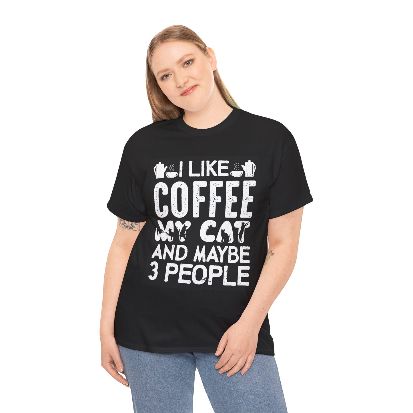 Coffee Cat Lover Tee - Unisex Heavy Cotton Tee