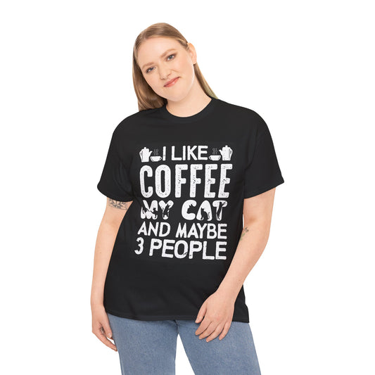 Coffee Cat Lover Tee - Unisex Heavy Cotton Tee
