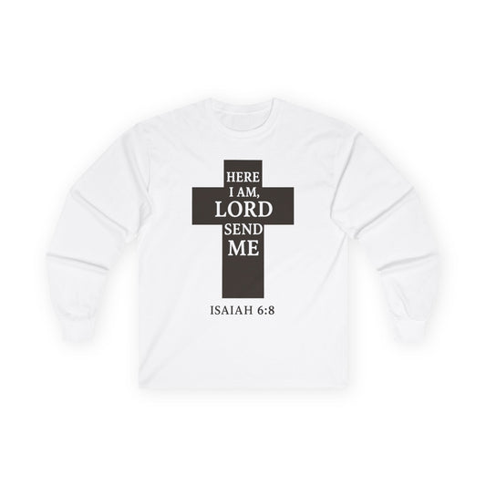 Christian Long Sleeve Tee - 'Here I am Lord, send me'