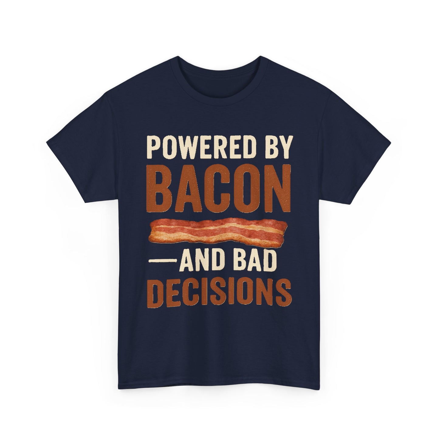 Powered by Bacon Unisex Heavy Cotton Tee - Perfect for Food Lovers